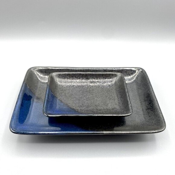 Japanese Sushi Serving Tray And Dish Gray Blue Graphite - Picture 1 of 6